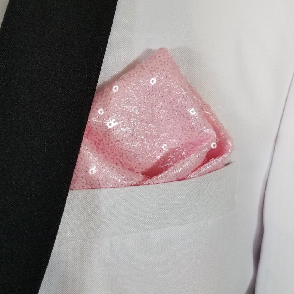 Men's Sequin Pre-Folded Pocket Square Insert - Light Pink